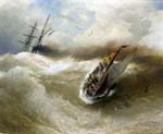 boats in stormy sea